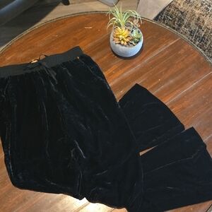 Cabi Black Velvet Wide-Leg Lounge Pants #940